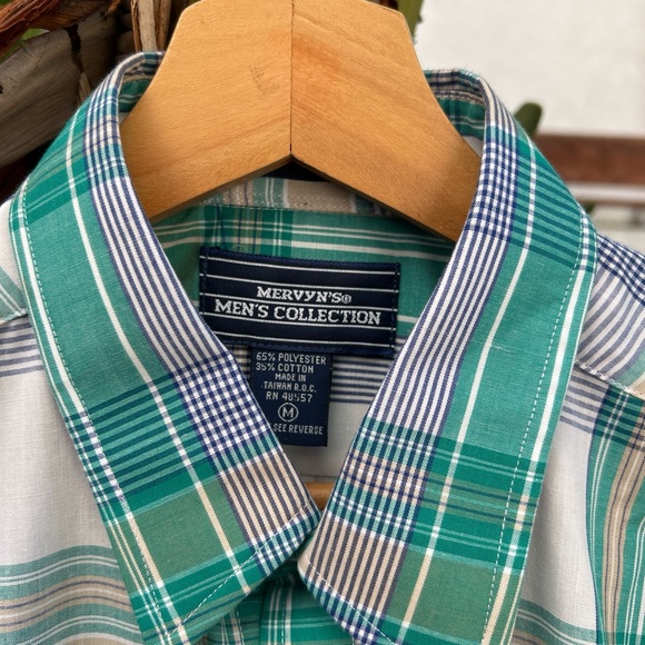 Vtg 90s Mervyn’s Men’s Collection Checkered Button Up Shirt Men’s Large 1990s - Picture 2 of 4